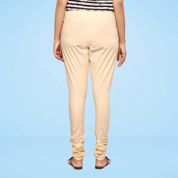 Cream_Cotton_Ethnic_Churidar/Gathering_Pants_For_Women,_Drawstring_Waist,_Ethnic_Regular_Fit_For_Office,_Party_&_Outdoor_Wear