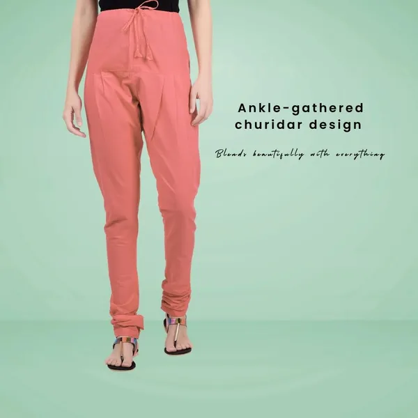 Shell_Pink_Cotton_Ethnic_Churidar/Gathering_Pants_For_Women,_Drawstring_Waist,_Ethnic_Regular_Fit_For_Office,_Party_&_Outdoor_Wear