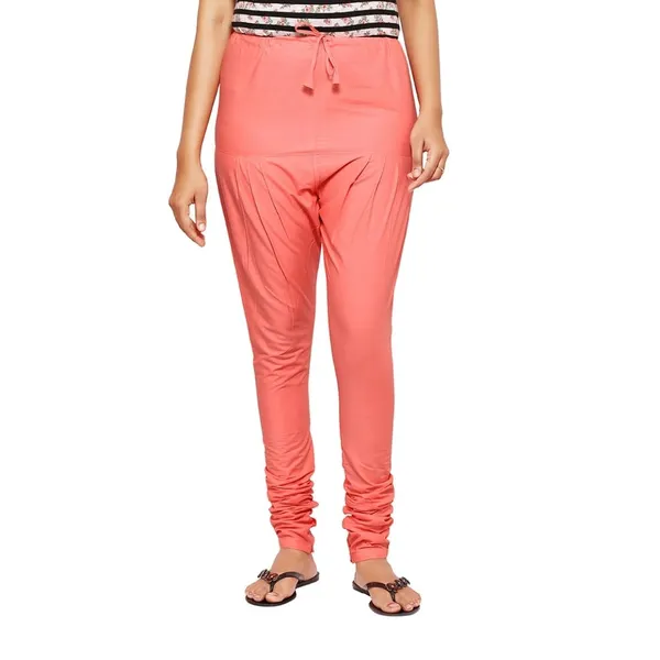 Shell_Pink_Cotton_Ethnic_Churidar/Gathering_Pants_For_Women,_Drawstring_Waist,_Ethnic_Regular_Fit_For_Office,_Party_&_Outdoor_Wear