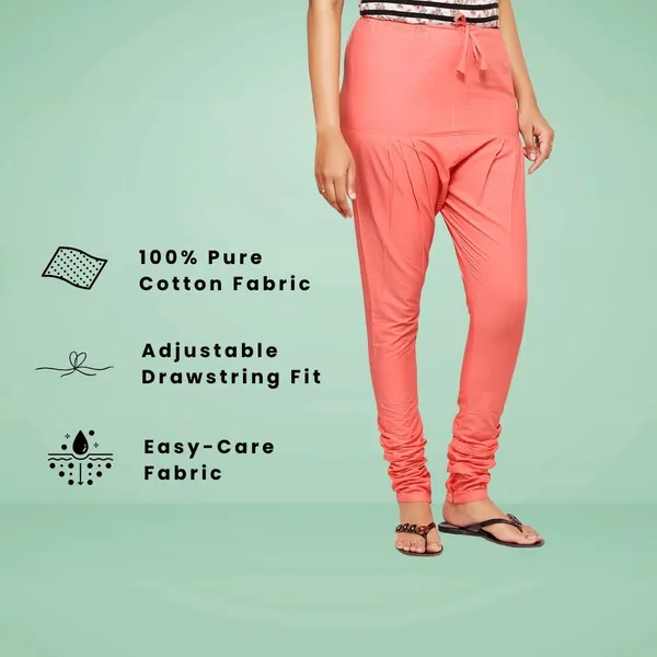 Shell_Pink_Cotton_Ethnic_Churidar/Gathering_Pants_For_Women,_Drawstring_Waist,_Ethnic_Regular_Fit_For_Office,_Party_&_Outdoor_Wear