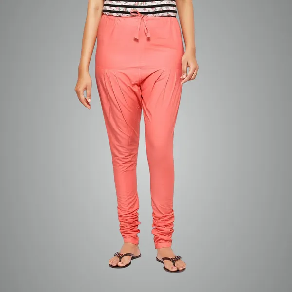 Shell_Pink_Cotton_Ethnic_Churidar/Gathering_Pants_For_Women,_Drawstring_Waist,_Ethnic_Regular_Fit_For_Office,_Party_&_Outdoor_Wear