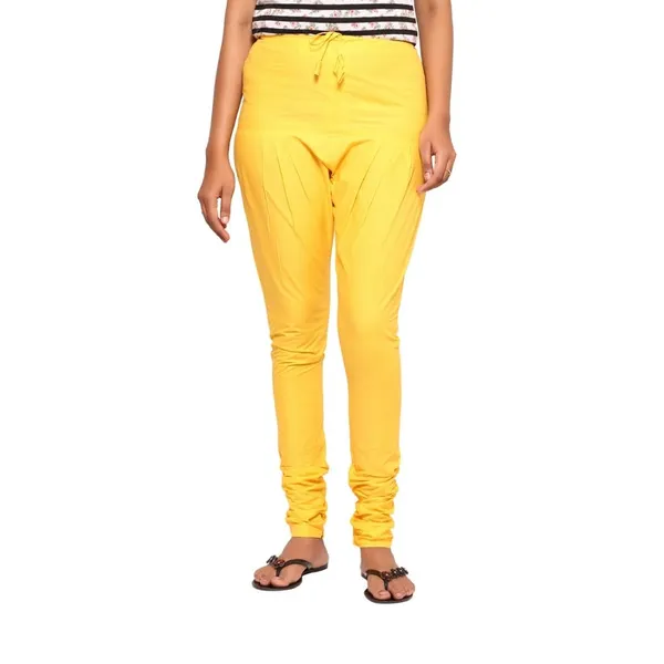 Yellow_Cotton_Ethnic_Churidar/Gathering_Pants_For_Women
