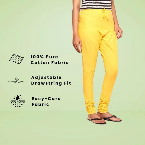 Yellow_Cotton_Ethnic_Churidar/Gathering_Pants_For_Women