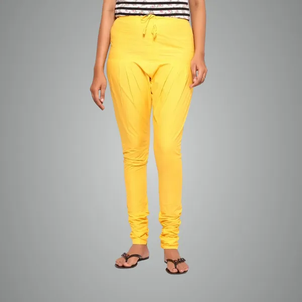 Yellow_Cotton_Ethnic_Churidar/Gathering_Pants_For_Women