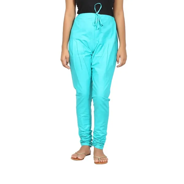 Turq_Blue_Cotton_Ethnic_Churidar/Gathering_Pants_For_Women,_Drawstring_Waist,_Ethnic_Regular_Fit_For_Office,_Party_&_Outdoor_Wear