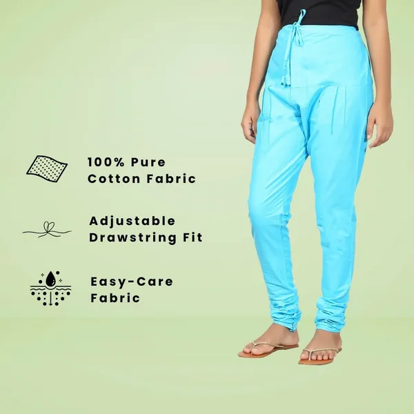 Turq_Blue_Cotton_Ethnic_Churidar/Gathering_Pants_For_Women,_Drawstring_Waist,_Ethnic_Regular_Fit_For_Office,_Party_&_Outdoor_Wear