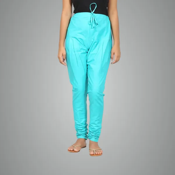 Turq_Blue_Cotton_Ethnic_Churidar/Gathering_Pants_For_Women,_Drawstring_Waist,_Ethnic_Regular_Fit_For_Office,_Party_&_Outdoor_Wear