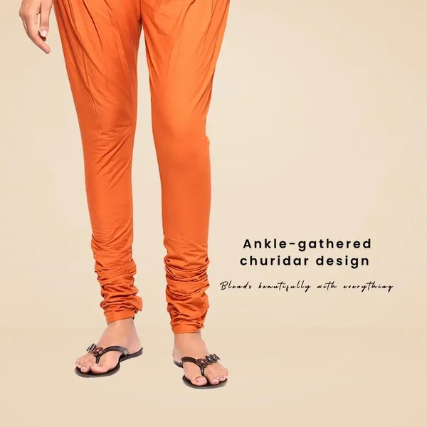 Burnt_Orange_Cotton_Ethnic_Churidar/Gathering_Pants_For_Women,_Drawstring_Waist,_Ethnic_Regular_Fit_For_Office,_Party_&_Outdoor_Wear