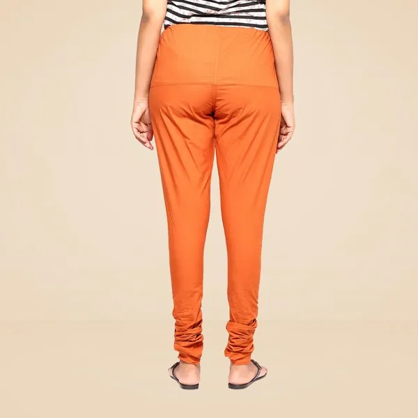 Burnt_Orange_Cotton_Ethnic_Churidar/Gathering_Pants_For_Women,_Drawstring_Waist,_Ethnic_Regular_Fit_For_Office,_Party_&_Outdoor_Wear