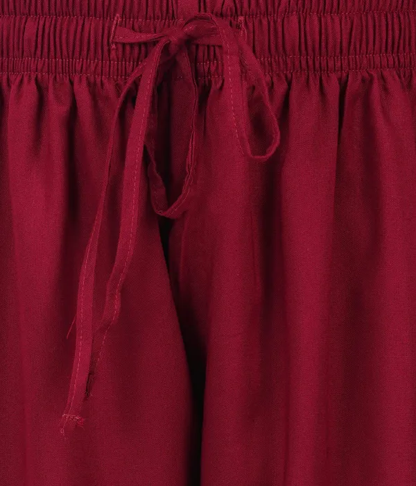 Burgundy_Maroon_Stylish_Rayon_Blend_Girls_Palazzo_Pants,_Skin_Friendly,_Party_&_Outdoor_Wear,_Solid_Flowy,_Mild_Shine_-_Regular_Fit,_Full_Length