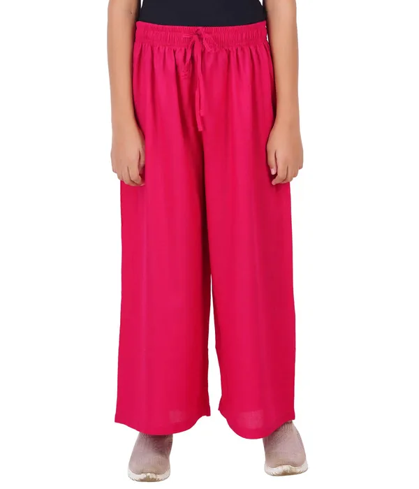 Bright_Pink_Stylish_Rayon_Blend_Girls_Palazzo_Pants,_Skin_Friendly,_Party_&_Outdoor_Wear,_Solid_Flowy,_Mild_Shine_-_Regular_Fit,_Full_Length