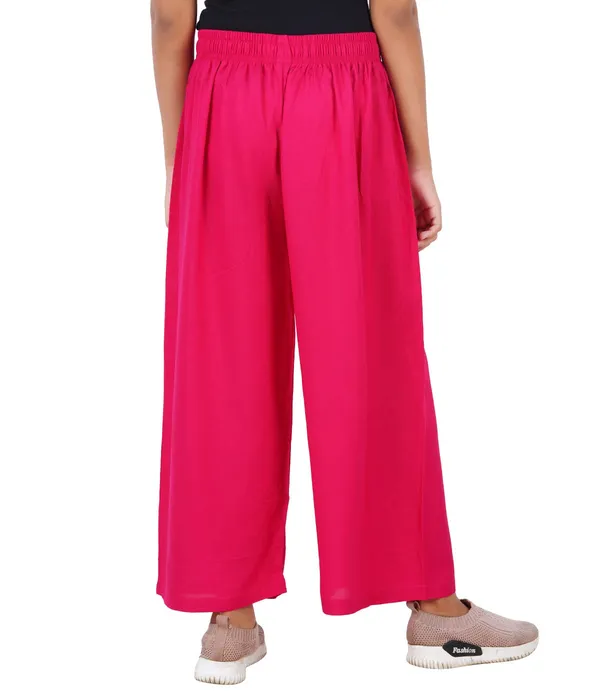 Bright_Pink_Stylish_Rayon_Blend_Girls_Palazzo_Pants,_Skin_Friendly,_Party_&_Outdoor_Wear,_Solid_Flowy,_Mild_Shine_-_Regular_Fit,_Full_Length
