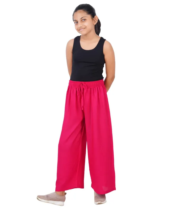 Bright_Pink_Stylish_Rayon_Blend_Girls_Palazzo_Pants,_Skin_Friendly,_Party_&_Outdoor_Wear,_Solid_Flowy,_Mild_Shine_-_Regular_Fit,_Full_Length
