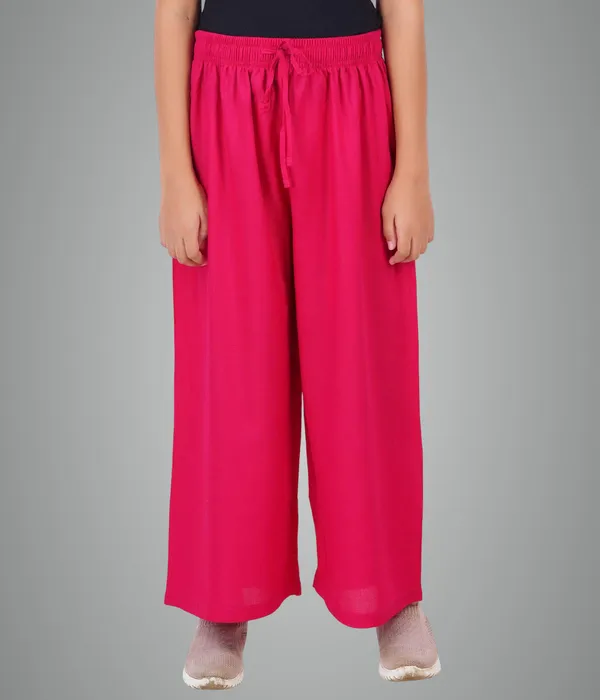 Bright_Pink_Stylish_Rayon_Blend_Girls_Palazzo_Pants,_Skin_Friendly,_Party_&_Outdoor_Wear,_Solid_Flowy,_Mild_Shine_-_Regular_Fit,_Full_Length