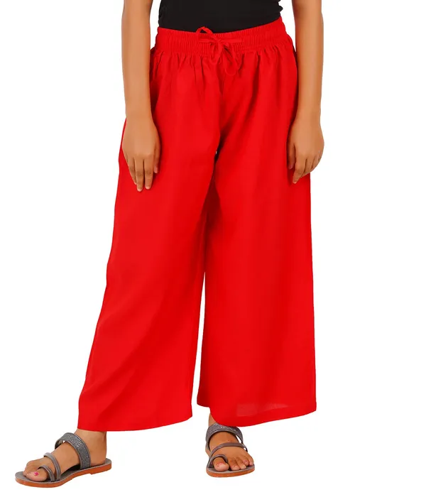 Chilly_Red_Stylish_Rayon_Blend_Girls_Palazzo_Pants,_Skin_Friendly,_Party_&_Outdoor_Wear,_Solid_Flowy,_Mild_Shine_-_Regular_Fit,_Full_Length