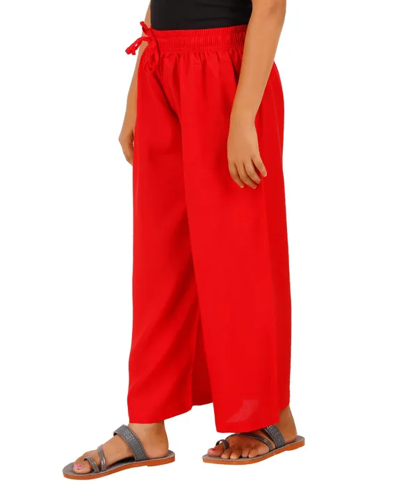 Chilly_Red_Stylish_Rayon_Blend_Girls_Palazzo_Pants,_Skin_Friendly,_Party_&_Outdoor_Wear,_Solid_Flowy,_Mild_Shine_-_Regular_Fit,_Full_Length