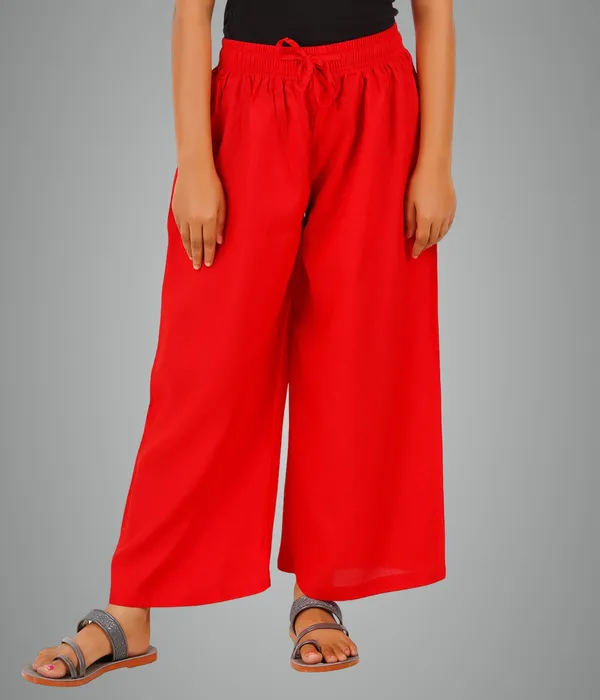 Chilly_Red_Stylish_Rayon_Blend_Girls_Palazzo_Pants,_Skin_Friendly,_Party_&_Outdoor_Wear,_Solid_Flowy,_Mild_Shine_-_Regular_Fit,_Full_Length
