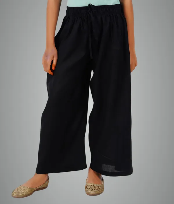 Black_Stylish_Rayon_Blend_Girls_Palazzo_Pants,_Skin_Friendly,_Party_&_Outdoor_Wear,_Solid_Flowy,_Mild_Shine_-_Regular_Fit,_Full_Length