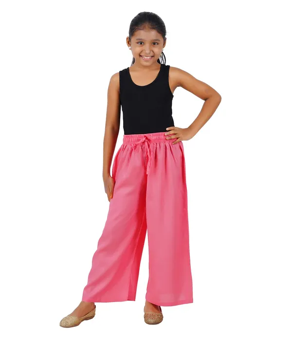 Strawberry_Pink_Stylish_Rayon_Blend_Girls_Palazzo_Pants,_Skin_Friendly,_Party_&_Outdoor_Wear,_Solid_Flowy,_Mild_Shine_-_Regular_Fit,_Full_Length