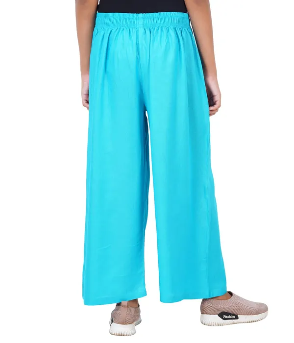 Turq_Blue_Stylish_Rayon_Blend_Girls_Palazzo_Pants,_Skin_Friendly,_Party_&_Outdoor_Wear,_Solid_Flowy,_Mild_Shine_-_Regular_Fit,_Full_Length