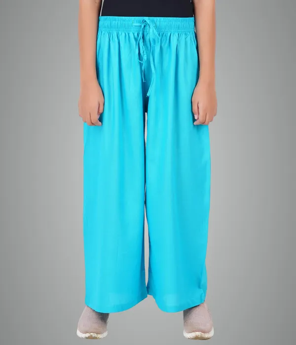 Turq_Blue_Stylish_Rayon_Blend_Girls_Palazzo_Pants,_Skin_Friendly,_Party_&_Outdoor_Wear,_Solid_Flowy,_Mild_Shine_-_Regular_Fit,_Full_Length