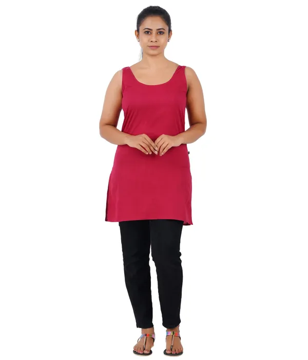Burgundy_Maroon_Long_Kurti_Slip_-_100%_Superfine_Cotton_-_Firm_Non_Stretchable_Women'S_Kurti_Top_Slip