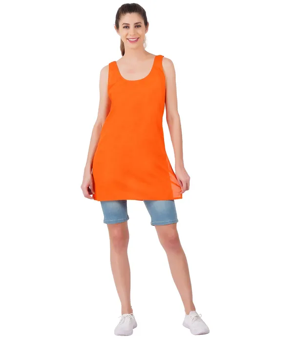 Coral_Orange_Long_Kurti_Slip_-_100%_Superfine_Cotton_-_Firm_Non_Stretchable_Women'S_Kurti_Top_Slip