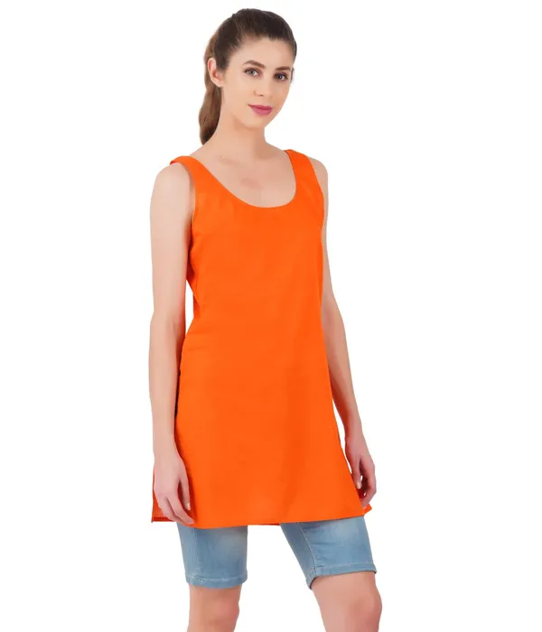 Coral_Orange_Long_Kurti_Slip_-_100%_Superfine_Cotton_-_Firm_Non_Stretchable_Women'S_Kurti_Top_Slip