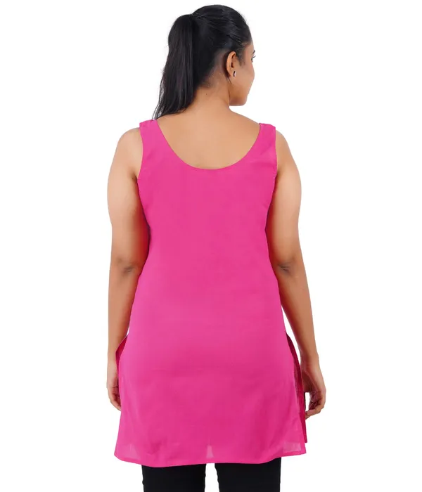 Hot_Pink_Long_Kurti_Slip_-_100%_Superfine_Cotton_-_Firm_Non_Stretchable_Women'S_Kurti_Top_Slip