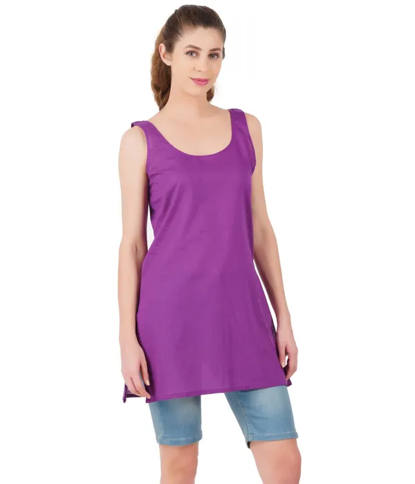 Magenta_Violet_Long_Kurti_Slip_-_100%_Superfine_Cotton_-_Firm_Non_Stretchable_Women'S_Kurti_Top_Slip