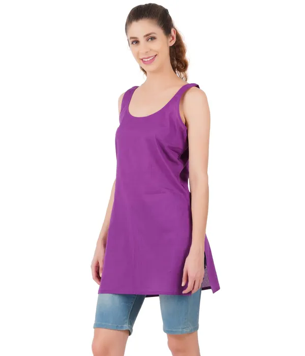 Magenta_Violet_Long_Kurti_Slip_-_100%_Superfine_Cotton_-_Firm_Non_Stretchable_Women'S_Kurti_Top_Slip
