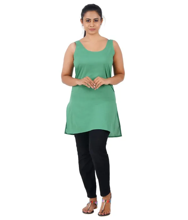 Olive_Green_Long_Kurti_Slip_-_100%_Superfine_Cotton_-_Firm_Non_Stretchable_Women'S_Kurti_Top_Slip