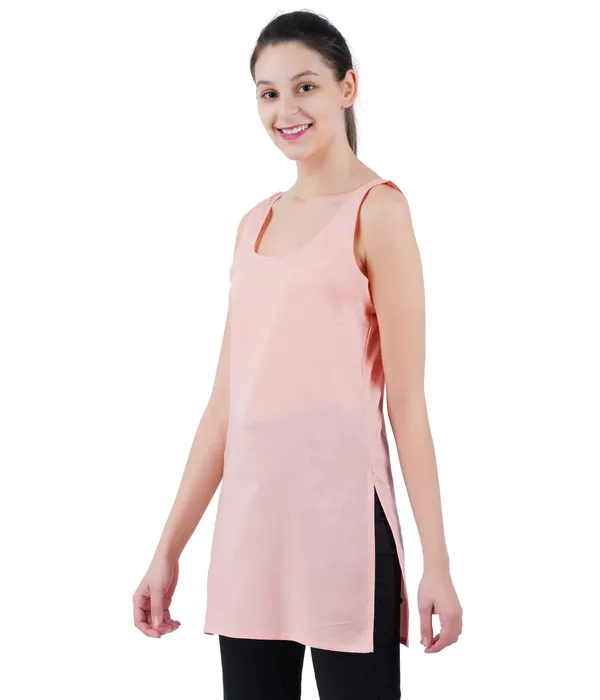 Peach_Long_Kurti_Slip_-_100%_Superfine_Cotton_-_Firm_Non_Stretchable_Women'S_Kurti_Top_Slip