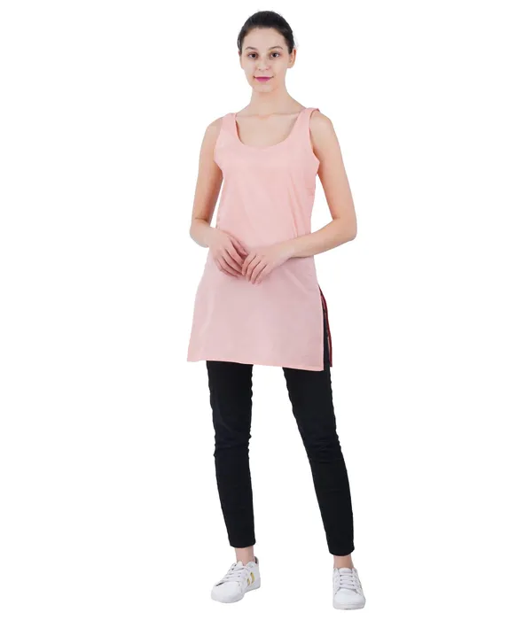 Peach_Long_Kurti_Slip_-_100%_Superfine_Cotton_-_Firm_Non_Stretchable_Women'S_Kurti_Top_Slip