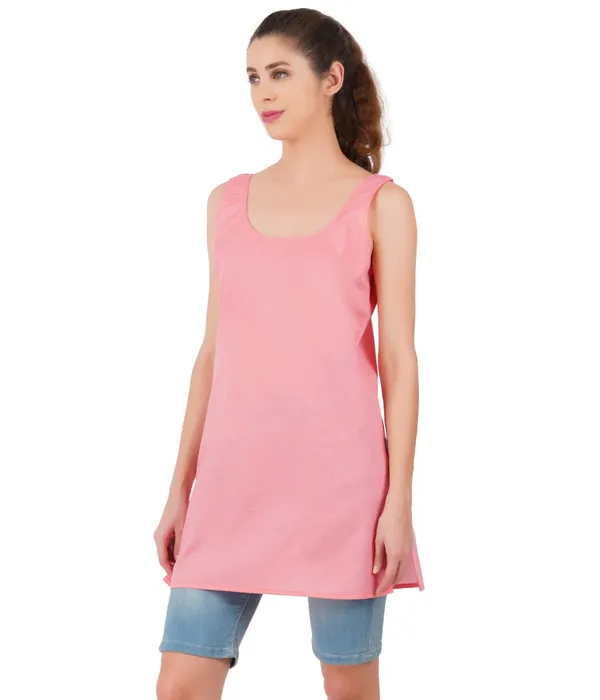 Shell_Pink_Long_Kurti_Slip_-_100%_Superfine_Cotton_-_Firm_Non_Stretchable_Women'S_Kurti_Top_Slip