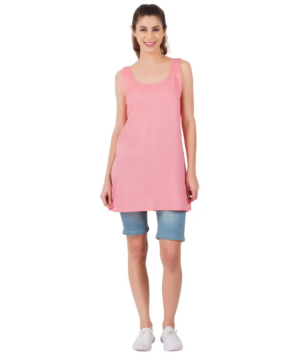 Shell_Pink_Long_Kurti_Slip_-_100%_Superfine_Cotton_-_Firm_Non_Stretchable_Women'S_Kurti_Top_Slip