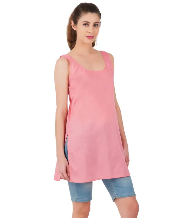Shell_Pink_Long_Kurti_Slip_-_100%_Superfine_Cotton_-_Firm_Non_Stretchable_Women'S_Kurti_Top_Slip