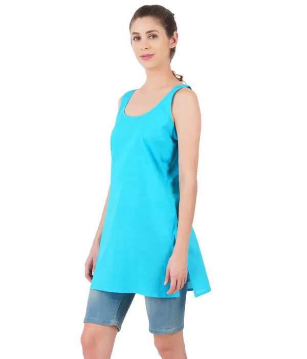 Turq_Blue_Long_Kurti_Slip_-_100%_Superfine_Cotton_-_Firm_Non_Stretchable_Women'S_Kurti_Top_Slip
