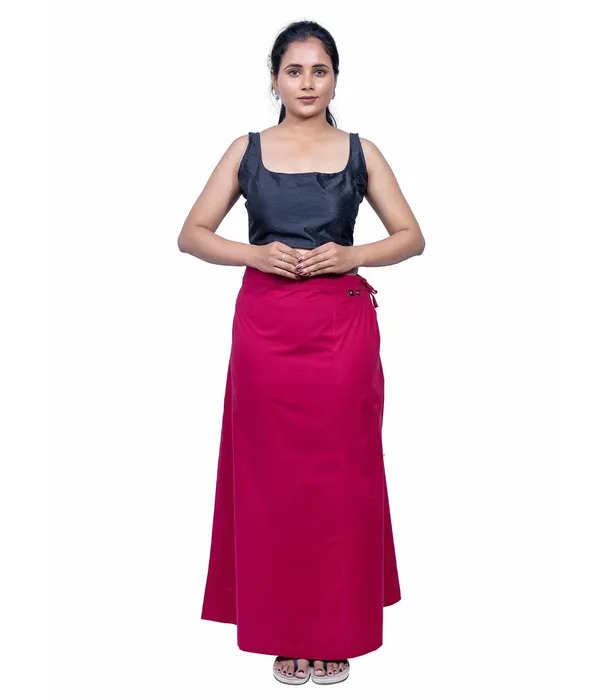 Burgundy_Maroon_Saree_Petticoat/Inskirt_For_Women_-_3_Sizes,_Shapewear,_Drawstring_For_Regular_Comfort_Fit