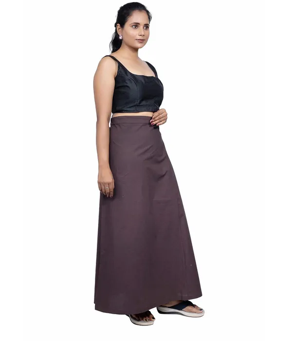 Coffee_Brown_Saree_Petticoat/Inskirt_For_Women_-_3_Sizes,_Shapewear,_Drawstring_For_Regular_Comfort_Fit