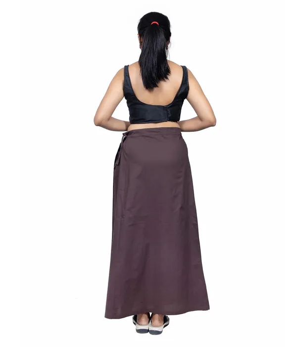 Coffee_Brown_Saree_Petticoat/Inskirt_For_Women_-_3_Sizes,_Shapewear,_Drawstring_For_Regular_Comfort_Fit