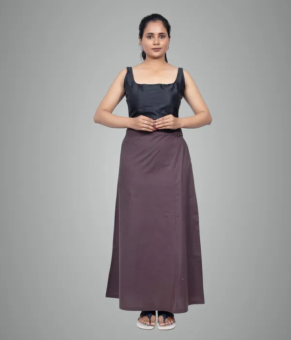 Coffee_Brown_Saree_Petticoat/Inskirt_For_Women_-_3_Sizes,_Shapewear,_Drawstring_For_Regular_Comfort_Fit
