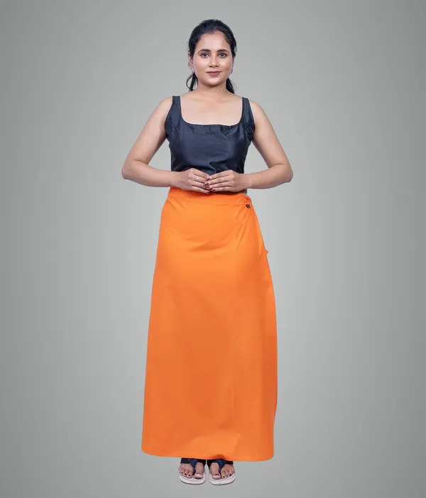 Coral_Orange_Saree_Petticoat/Inskirt_For_Women_-_3_Sizes,_Shapewear,_Drawstring_For_Regular_Comfort_Fit