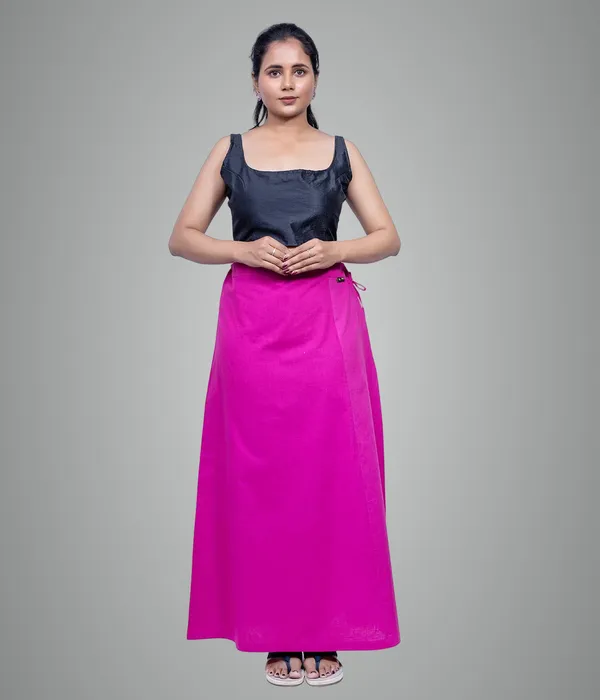 Fuschia_Pink_Saree_Petticoat/Inskirt_For_Women_-_3_Sizes,_Shapewear,_Drawstring_For_Regular_Comfort_Fit