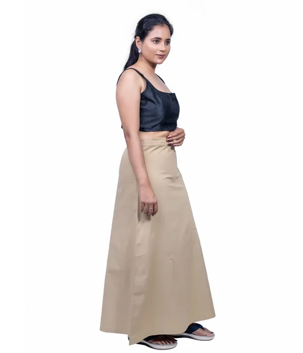 Sand_Khaki_Saree_Petticoat/Inskirt_For_Women_-_3_Sizes,_Shapewear,_Drawstring_For_Regular_Comfort_Fit