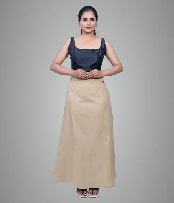 Sand_Khaki_Saree_Petticoat/Inskirt_For_Women_-_3_Sizes,_Shapewear,_Drawstring_For_Regular_Comfort_Fit