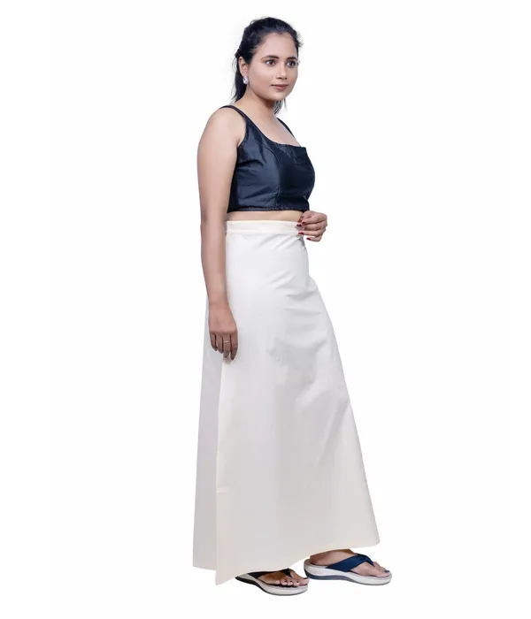 Cream_Saree_Petticoat/Inskirt_For_Women_-_3_Sizes,_Shapewear,_Drawstring_For_Regular_Comfort_Fit