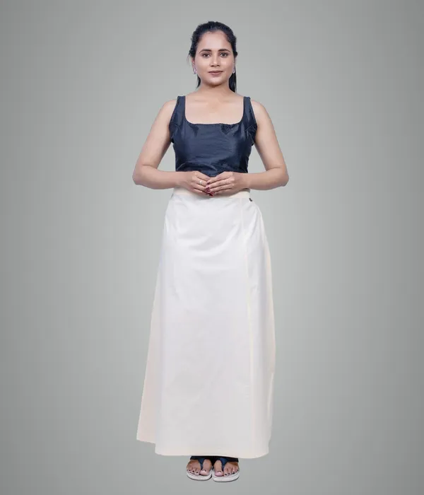 Cream_Saree_Petticoat/Inskirt_For_Women_-_3_Sizes,_Shapewear,_Drawstring_For_Regular_Comfort_Fit