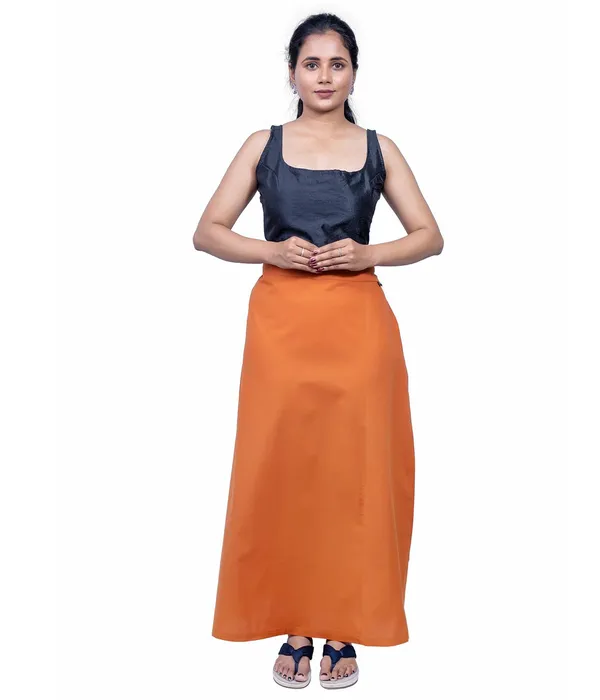 Burnt_Orange_Saree_Petticoat/Inskirt_For_Women_-_3_Sizes,_Shapewear,_Drawstring_For_Regular_Comfort_Fit