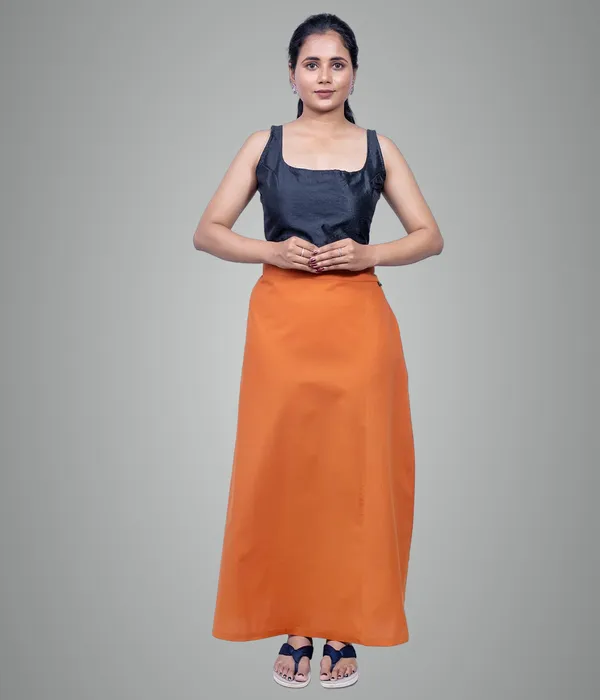 Burnt_Orange_Saree_Petticoat/Inskirt_For_Women_-_3_Sizes,_Shapewear,_Drawstring_For_Regular_Comfort_Fit